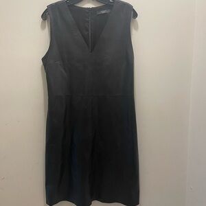 MaxMara V-Neck Lamb Leather Dress